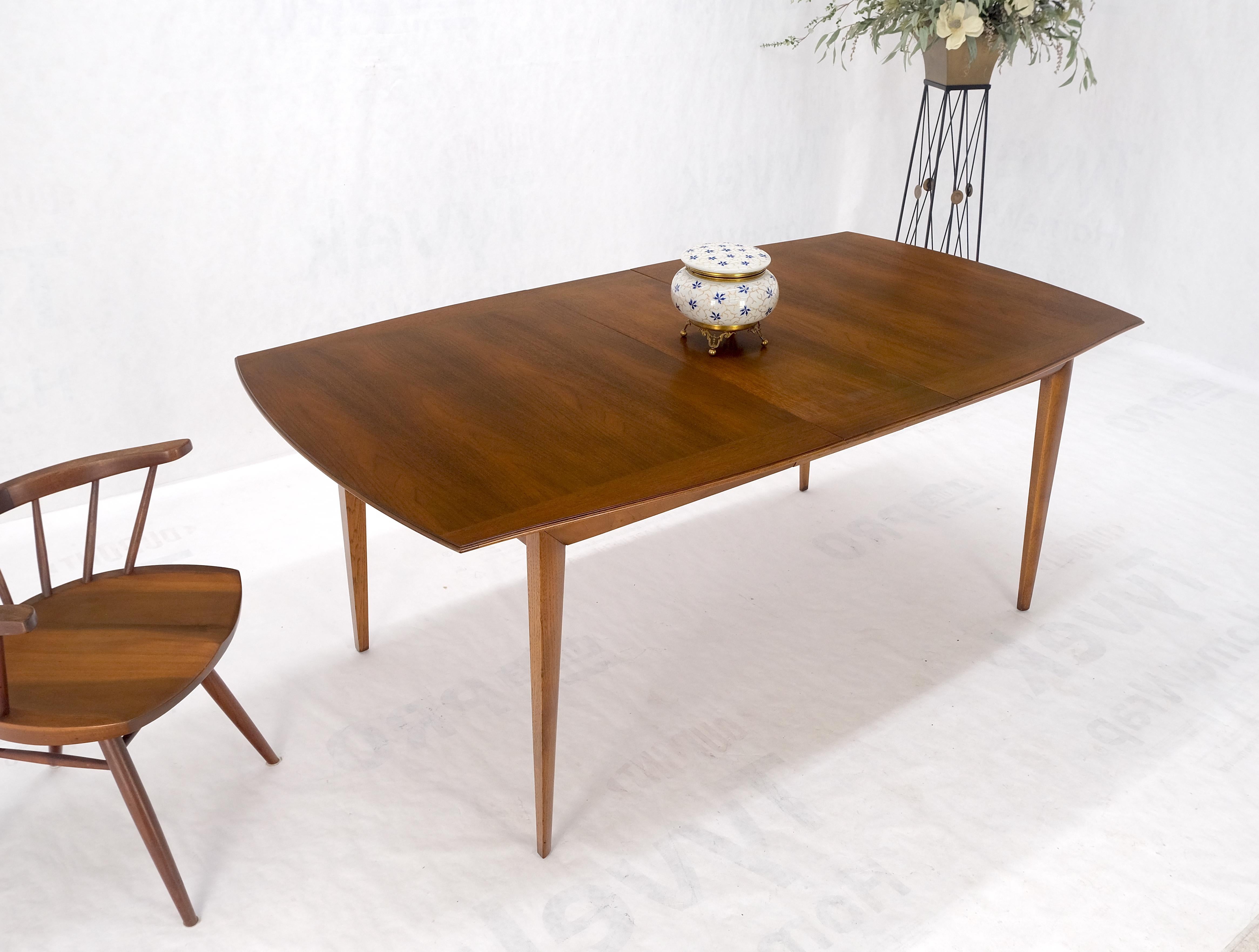 American Walnut Mid Century Modern Boat Shape Dining Table 1 Extension Leaf MINT For Sale 5