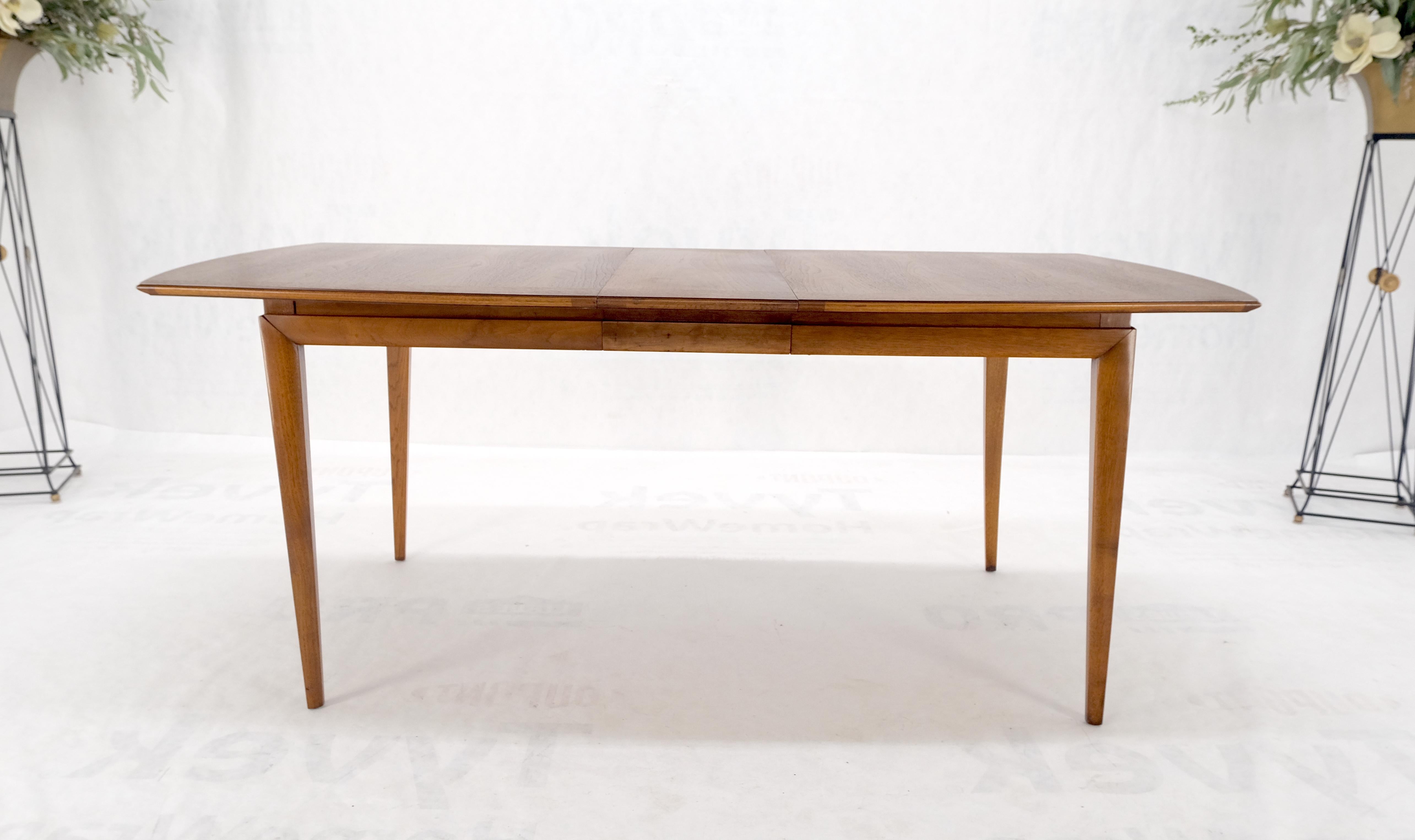 20th Century American Walnut Mid Century Modern Boat Shape Dining Table 1 Extension Leaf MINT For Sale