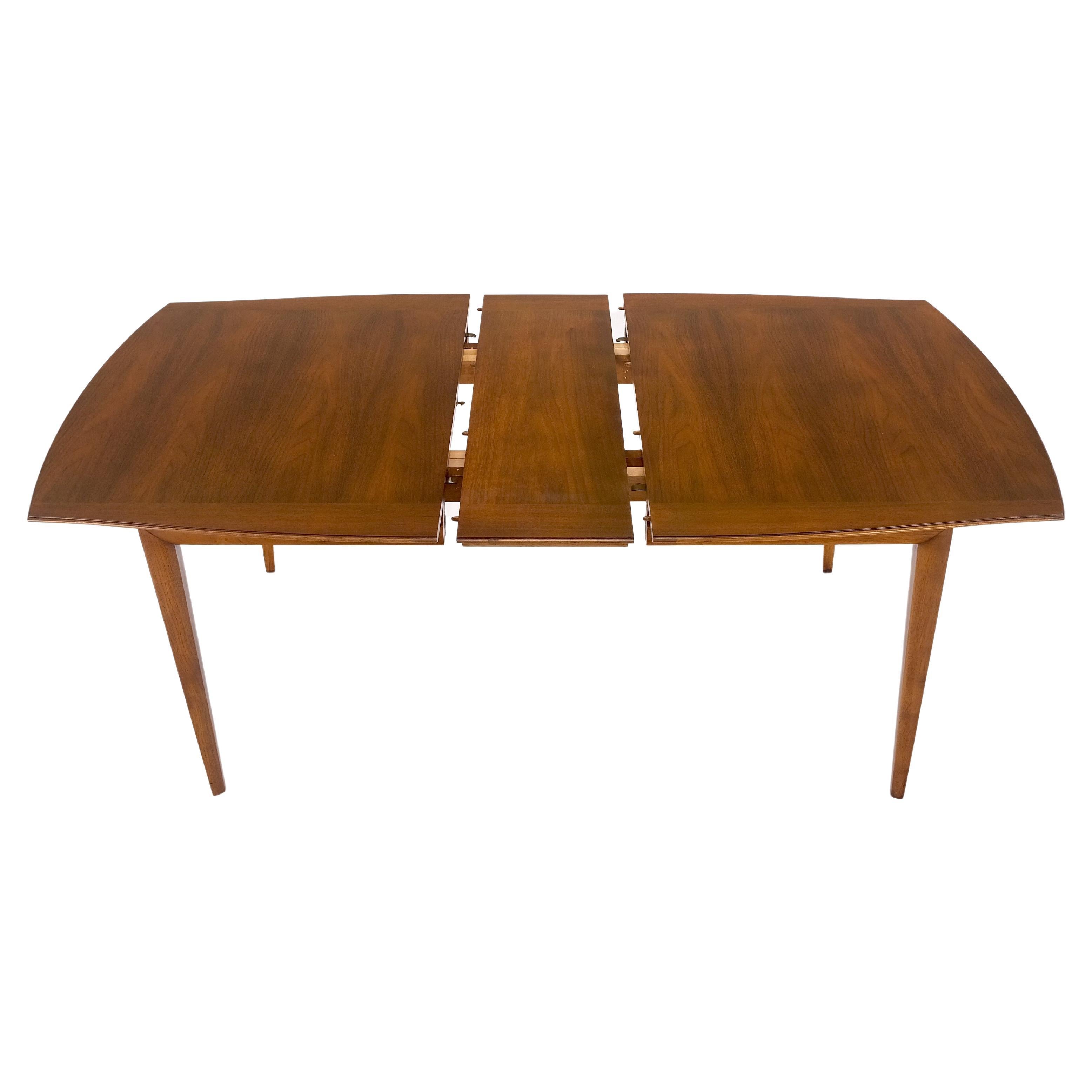American Walnut Mid Century Modern Boat Shape Dining Table 1 Extension Leaf MINT For Sale
