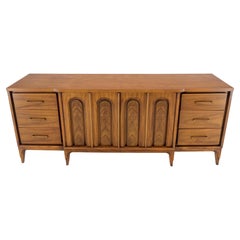American Walnut Mid-Century Modern Double Doors 9 Drawers Dresser Credenza MINT!