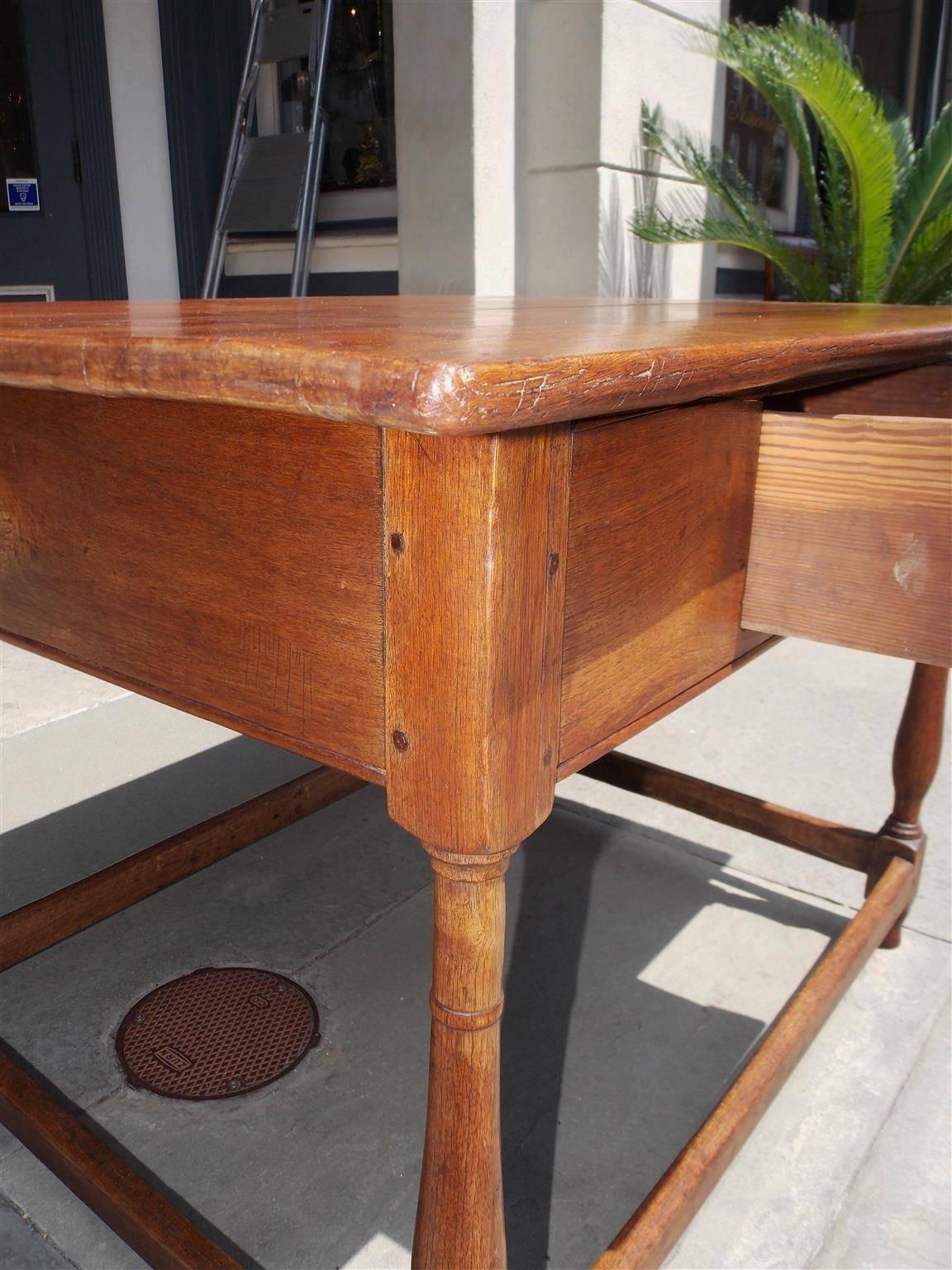 American Walnut One Drawer Pegged Strecther Table, Northeastern, N.C. Circa 1730 For Sale 4
