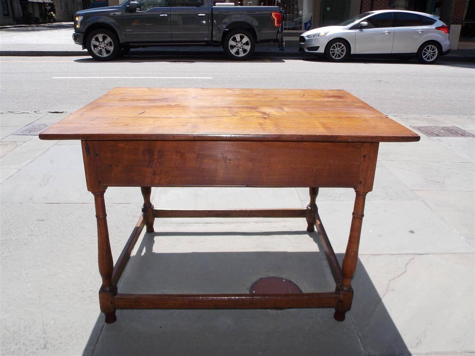 American Walnut One Drawer Pegged Strecther Table, Northeastern, N.C. Circa 1730 For Sale 5
