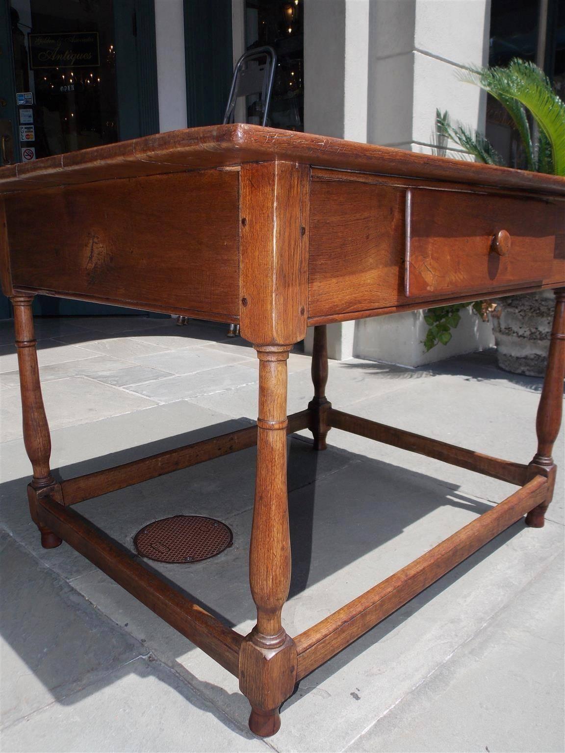 American Colonial American Walnut One Drawer Pegged Strecther Table, Northeastern, N.C. Circa 1730 For Sale