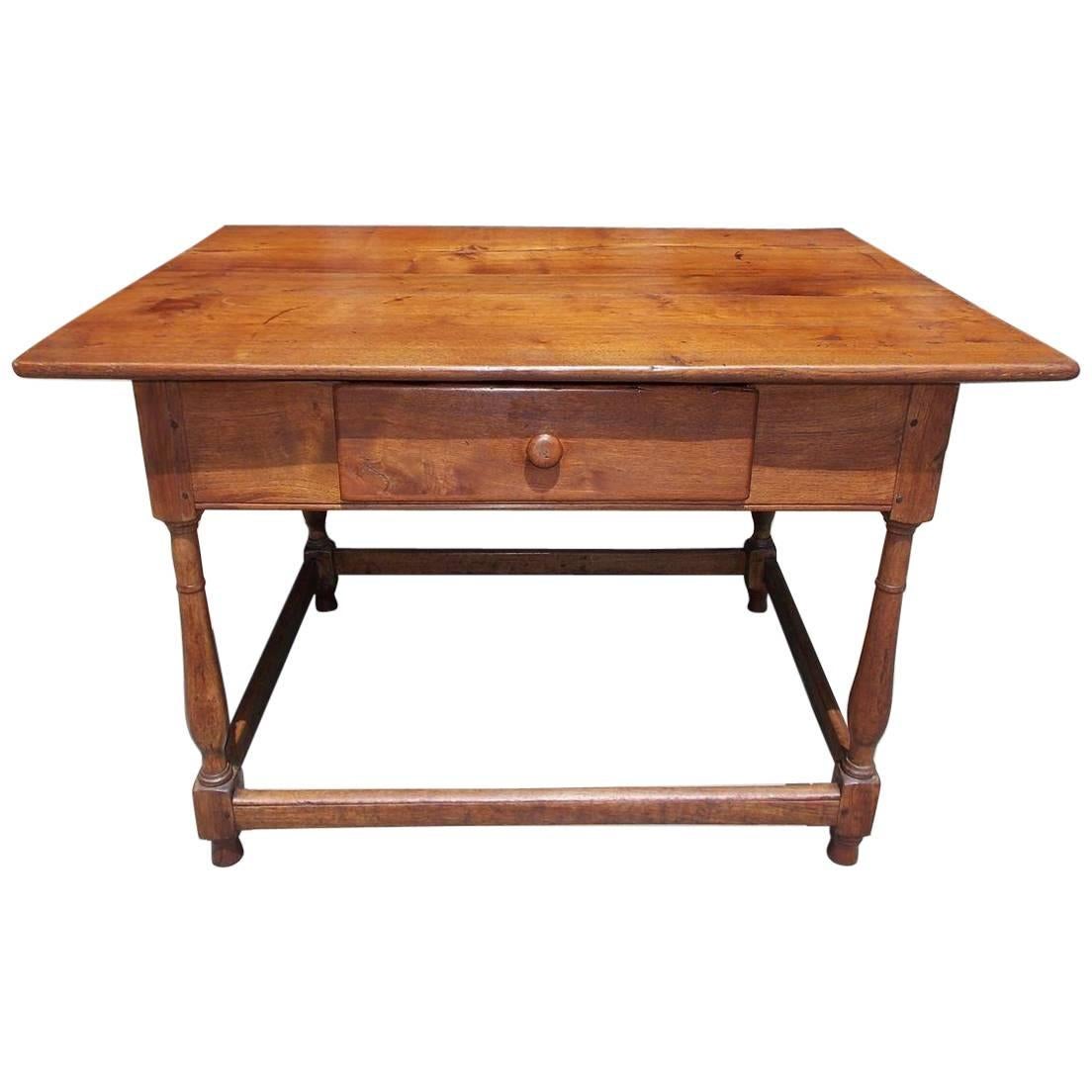 American Walnut One Drawer Pegged Strecther Table, Northeastern, N.C. Circa 1730 For Sale