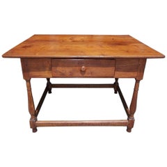 Antique American Walnut One Drawer Pegged Strecther Table, Northeastern, N.C. Circa 1730