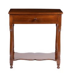 American Walnut One Drawer Stand with Stretcher Shelf, 1810-20