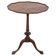 Retro American Walnut Pie Crust Tilt Top Tripod Table