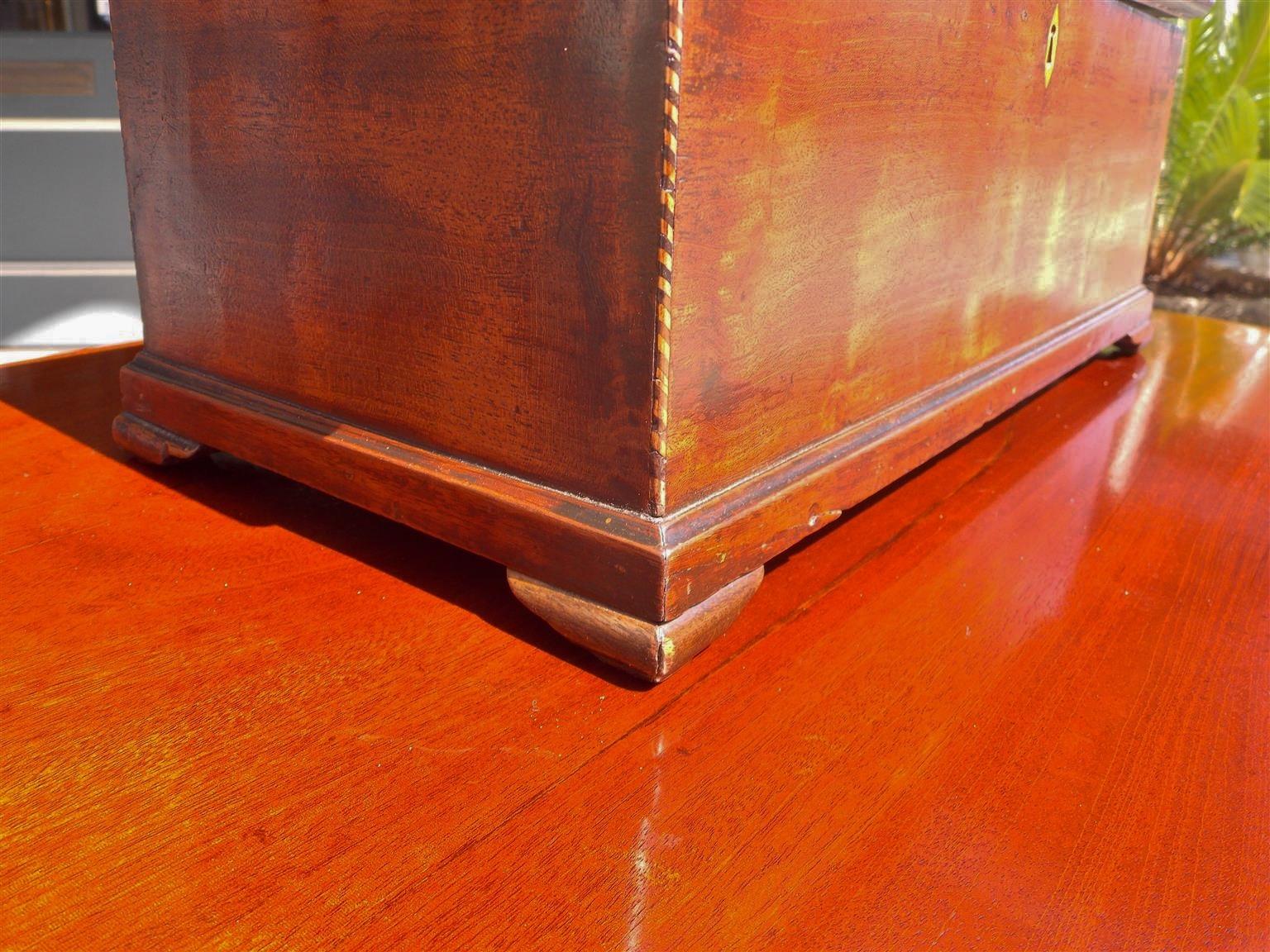 American Walnut Satinwood Inlaid Valuables Box with Original Feet, Circa 1780 For Sale 5