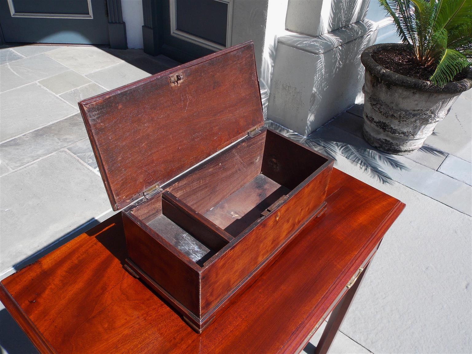 American Walnut Satinwood Inlaid Valuables Box with Original Feet, Circa 1780 For Sale 2