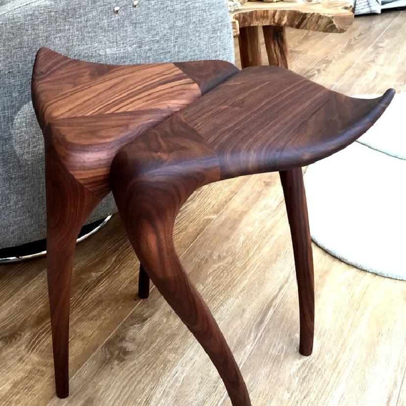 Spanish American Walnut Side Table with Unique and Elegant Curves