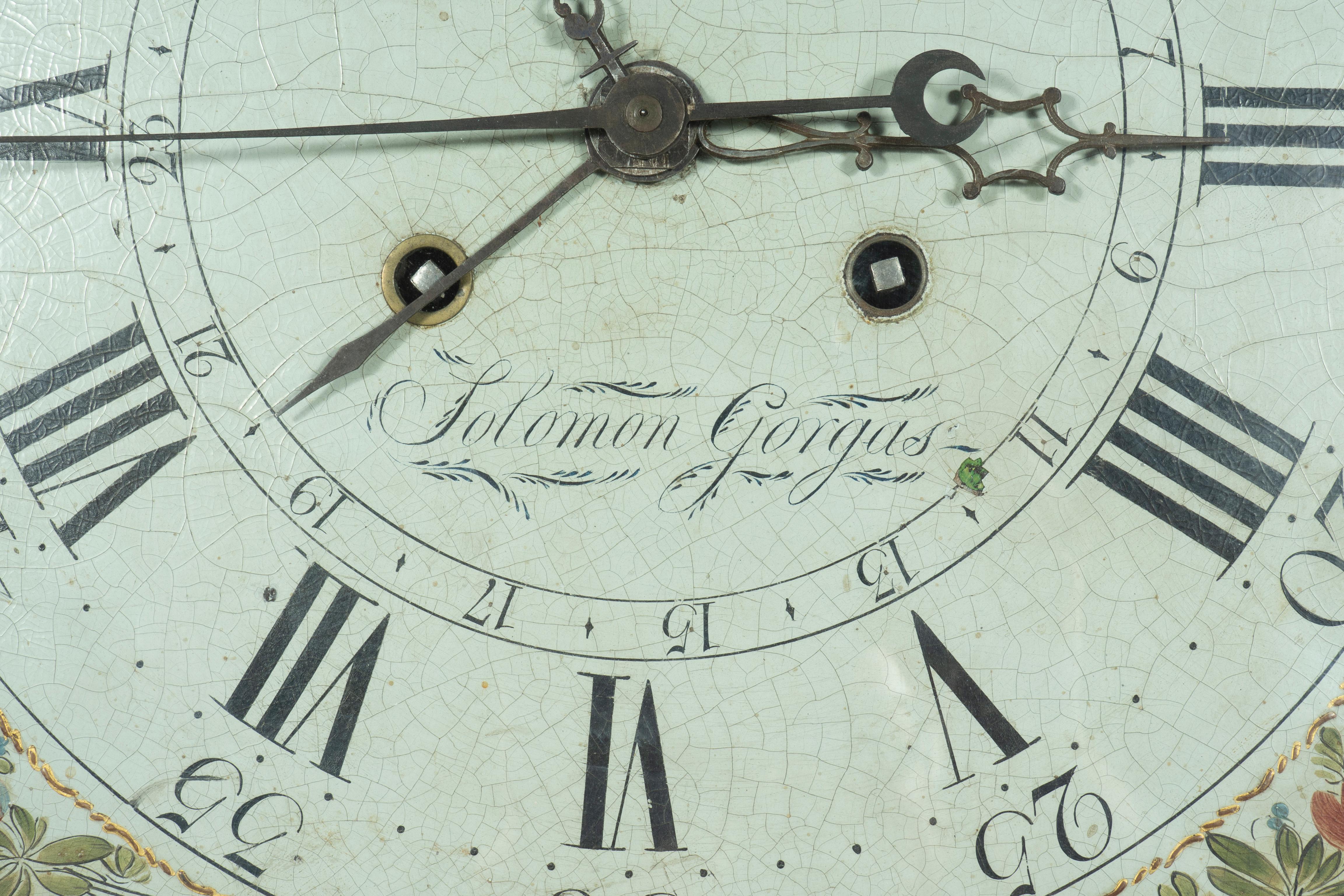 Horloge à grand boîtier en noyer américain de Solomon Gorgas en vente 1