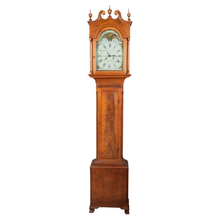 American Walnut Tall Case Clock by Solomon For Sale at 1stDibs