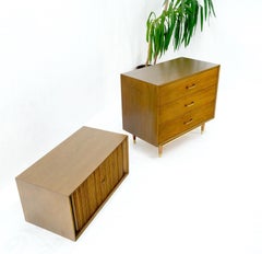 American Walnut Two Part Dresser High Chest W Tambour Door Compartment Mint!
