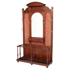 Used American Walnut Victorian Hall Tree or Coat Stand with Umbrella Stand, 1890s