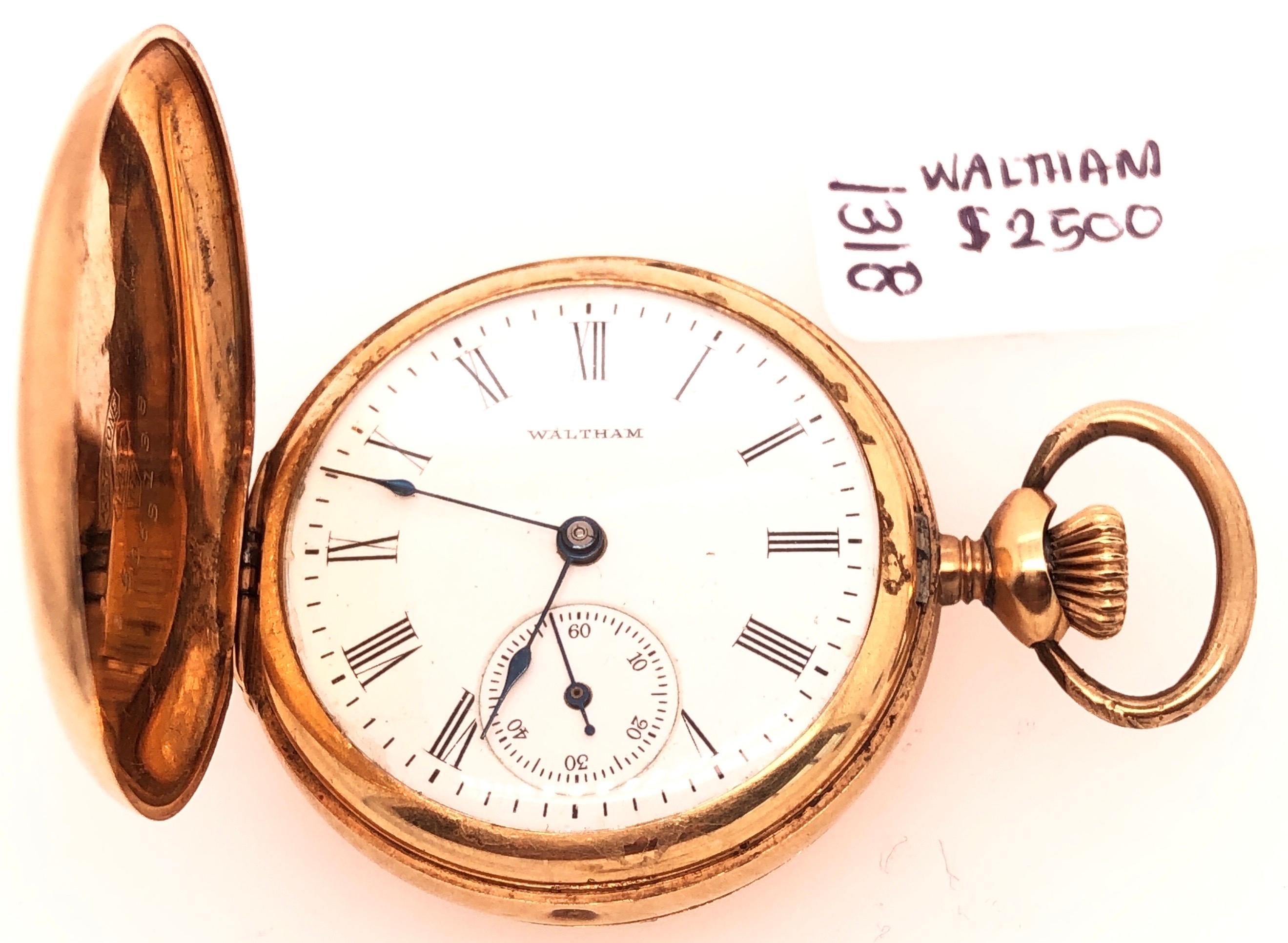 American Waltham Co. Antique 14 Karat Yellow Gold Pocket Watch In Good Condition In Stamford, CT