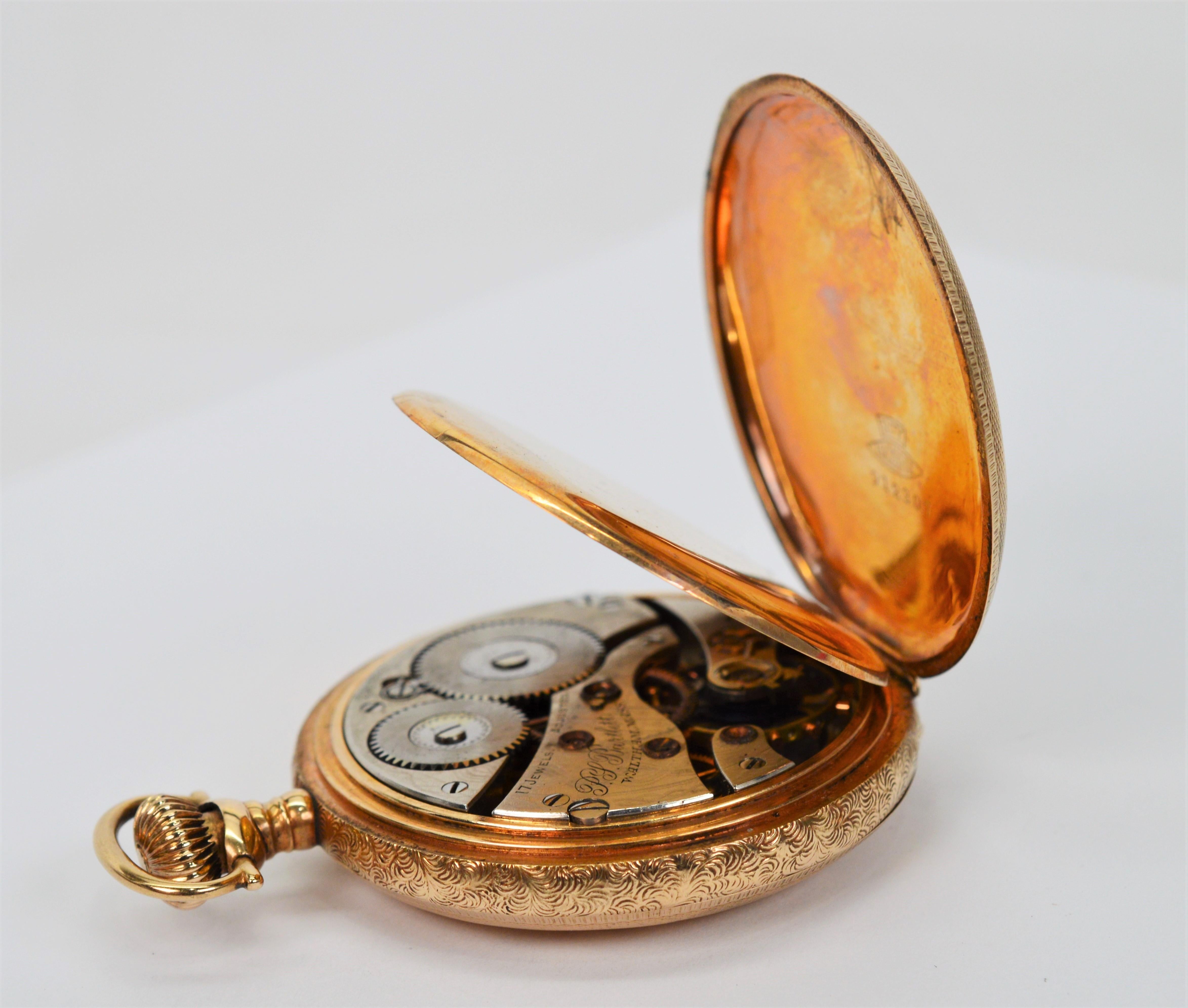 American Waltham Watch Company 14 Karat Yellow Gold Pocket Watch In Good Condition For Sale In Mount Kisco, NY