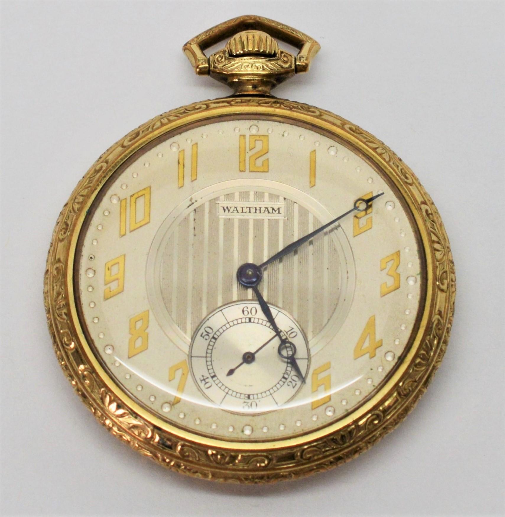 American Waltham Watch Company Men's Pocket Watch with Skeleton Display Back In Good Condition In Mount Kisco, NY