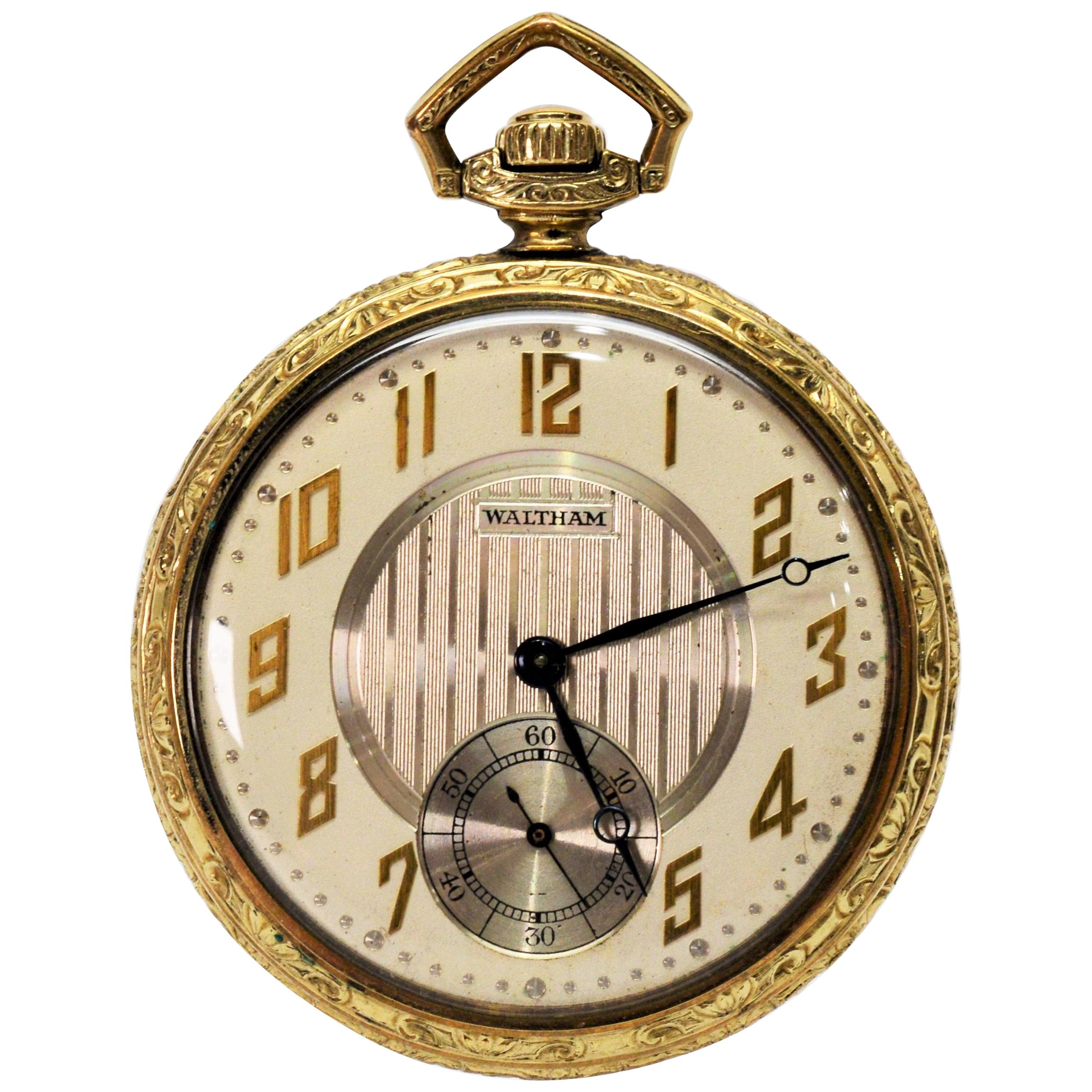 American Waltham Watch Company Men's Pocket Watch with Skeleton Display Back