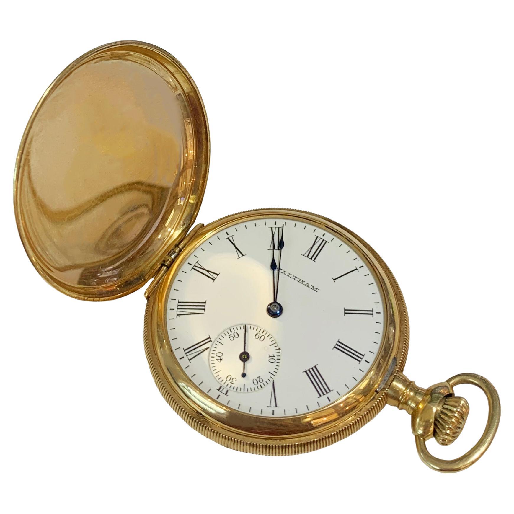 Amerikanische Waltham Watch&co, antike Gelbgold-Taschenuhr im Angebot