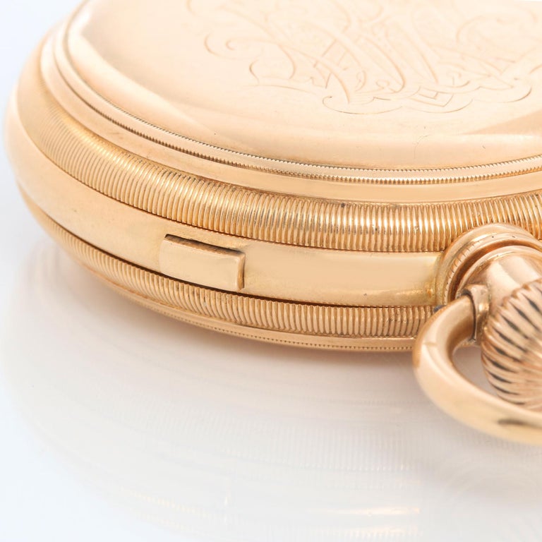 American Watch Co. Waltham 18k Yellow Gold Pocket Watch M1874 For Sale ...