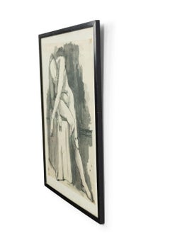 American Watercolor Nude Female Portrait