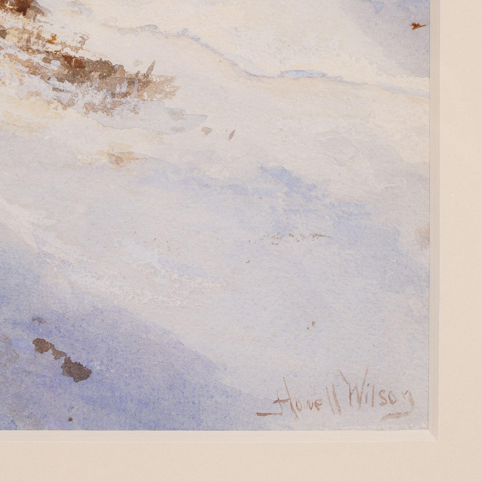 Paisaje invernal americano en acuarela de Howell Wilson, 1890 en Bueno estado para la venta en Kenilworth, IL