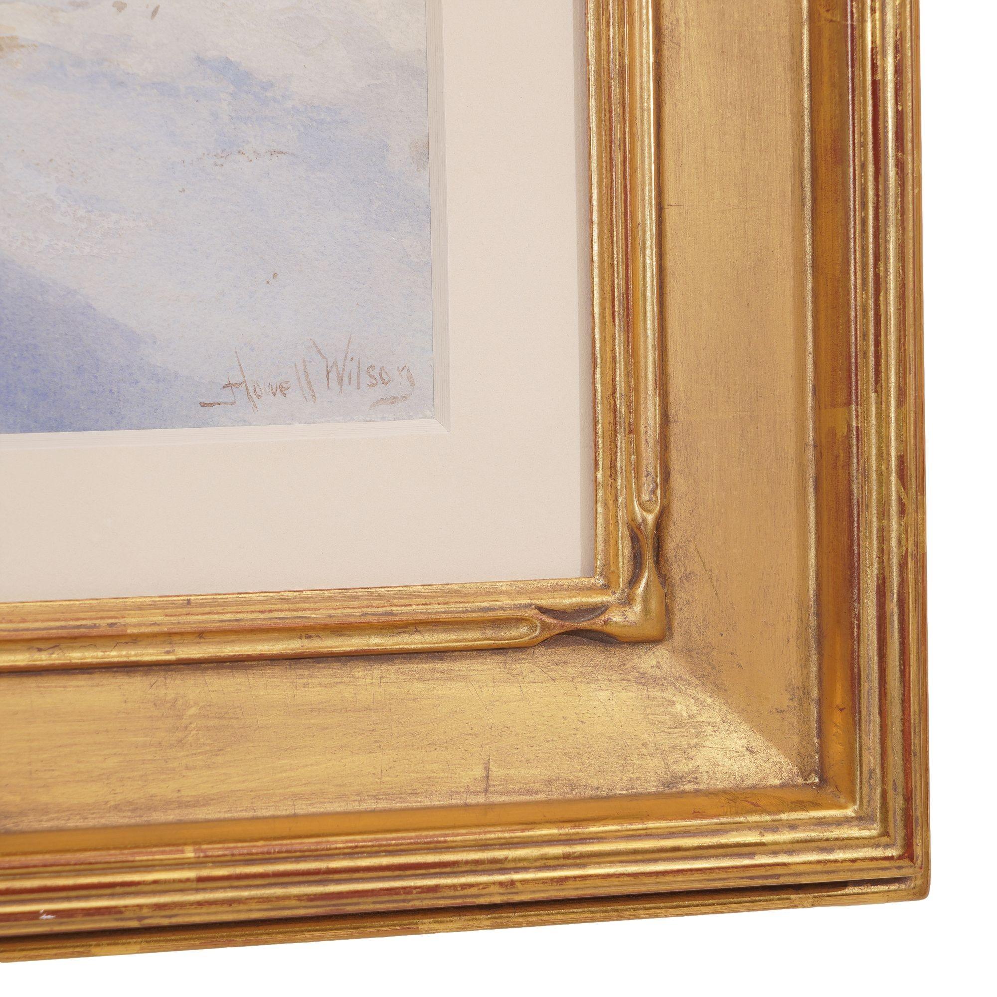Paisaje invernal americano en acuarela de Howell Wilson, 1890 siglo XIX en venta