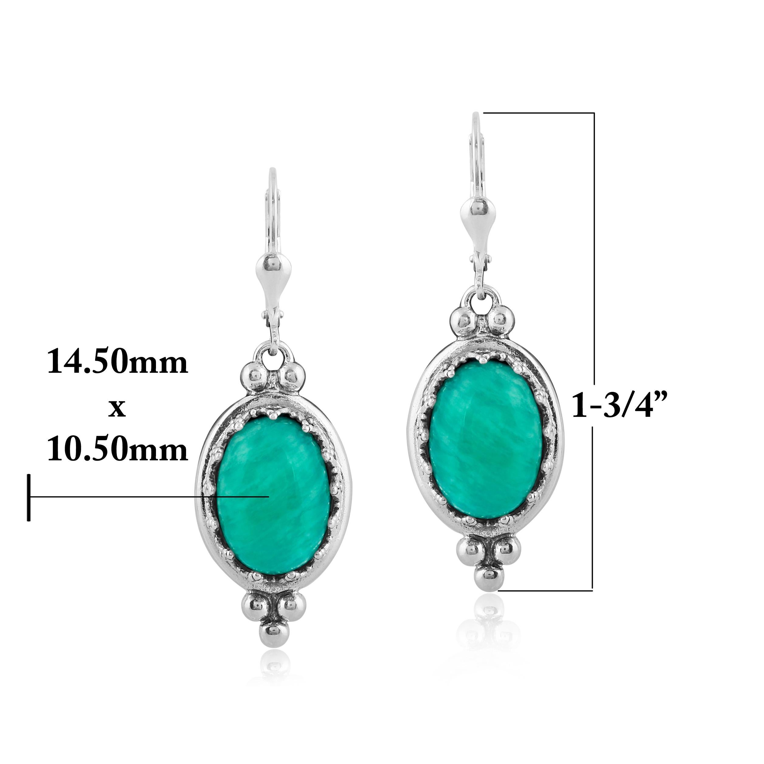 Amazonite de l'Ouest américain Boucle d'oreille à levier en argent sterling avec détails de la couronne Unisexe en vente