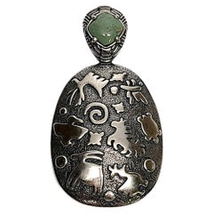 American West C Pollack Jody Naranjo Sterling Silver Green Turquoise Enhancer