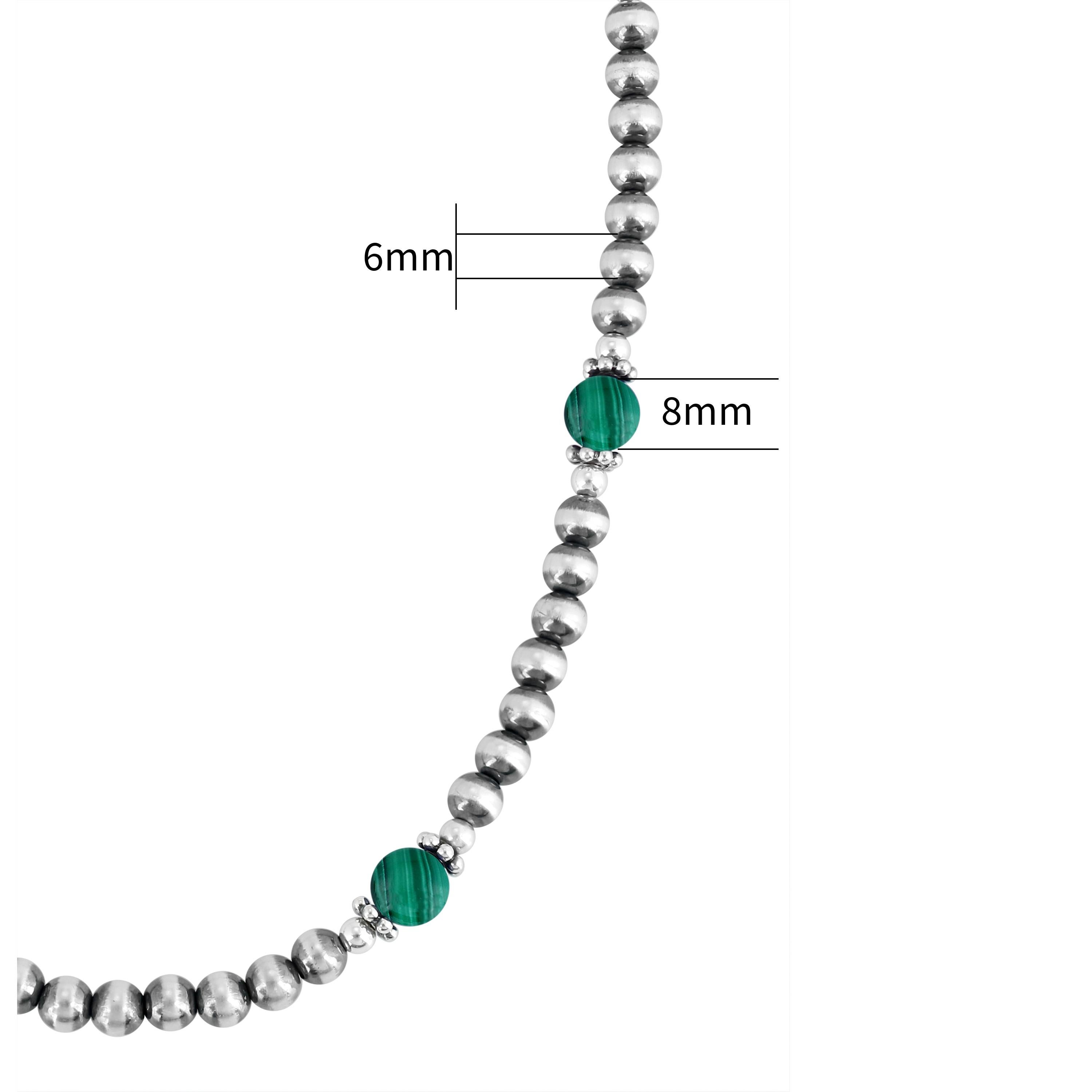 da uomo o donna Collana di perle in argento sterling e malachite di American West Jewellery in vendita