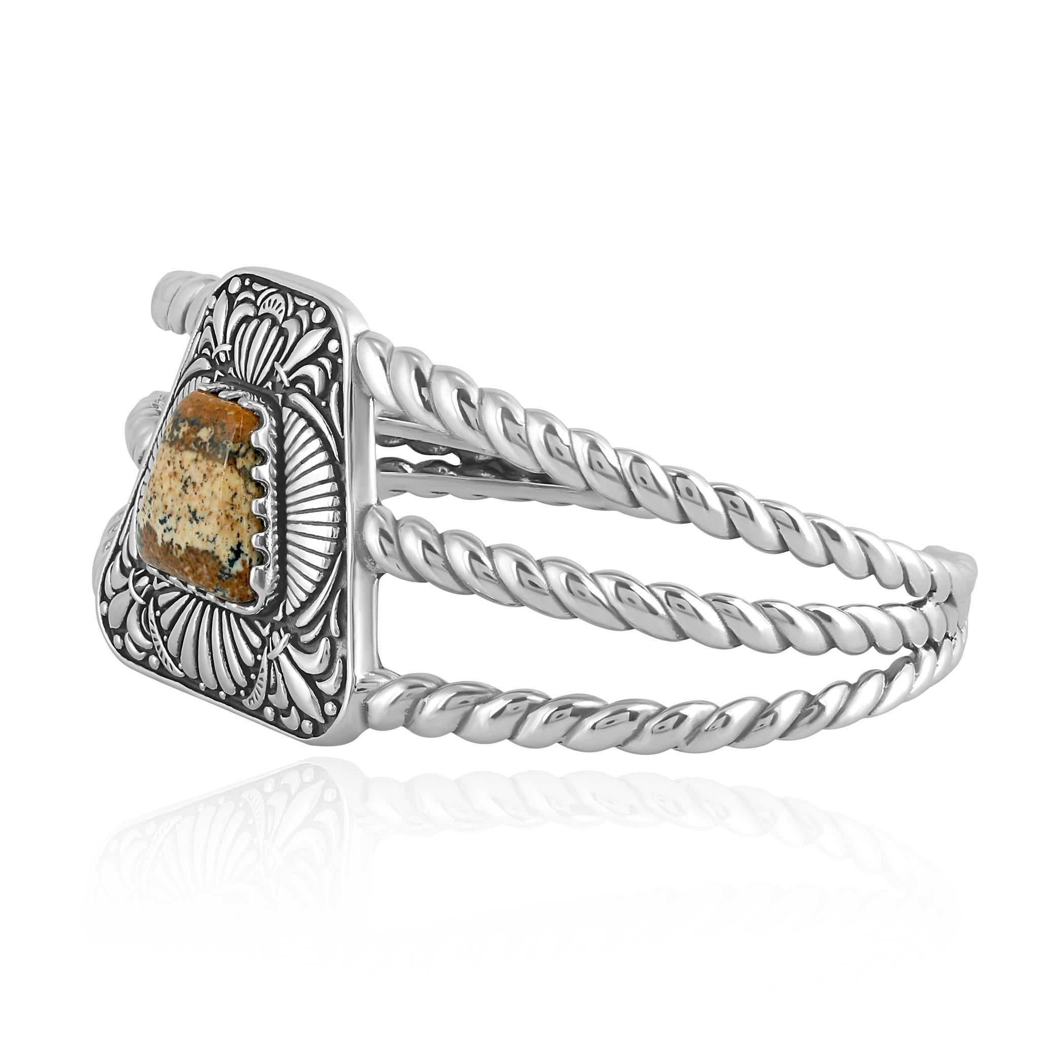 Nativo americano American West Jewellery Bracciale trapezoidale in argento 925 con diaspro in vendita