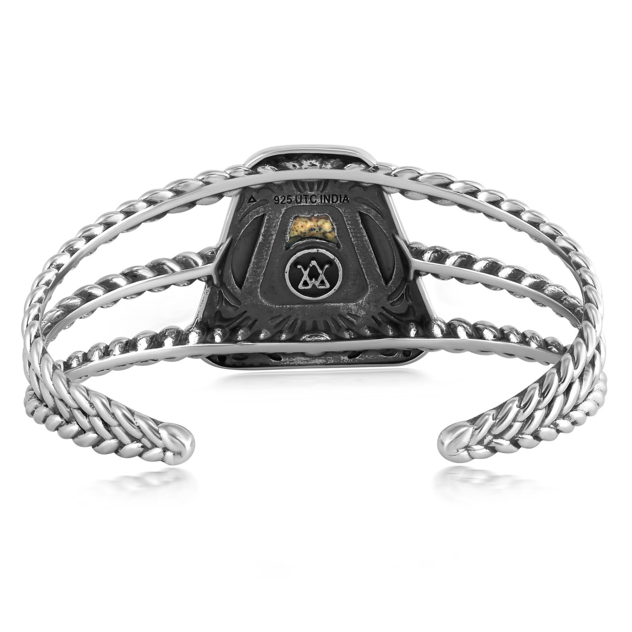 American West Jewellery Bracciale trapezoidale in argento 925 con diaspro In condizioni Nuovo in vendita a New York, NY