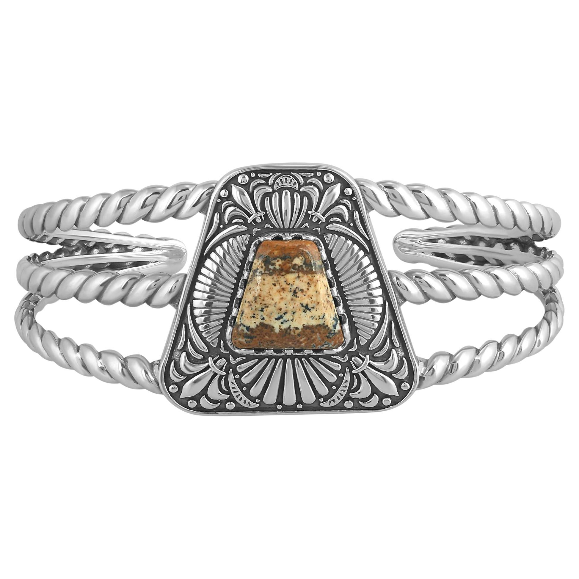 American West Jewellery Bracciale trapezoidale in argento 925 con diaspro