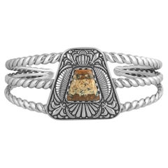 American West Jewellery Sterling Silver Picture Jasper Trapezoid Cuff Bracelet