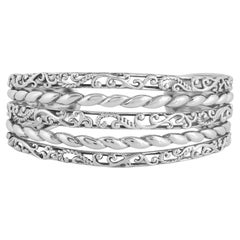 American West Jewelry Sterling Silver 5-Row Textured Cuff Bracelet