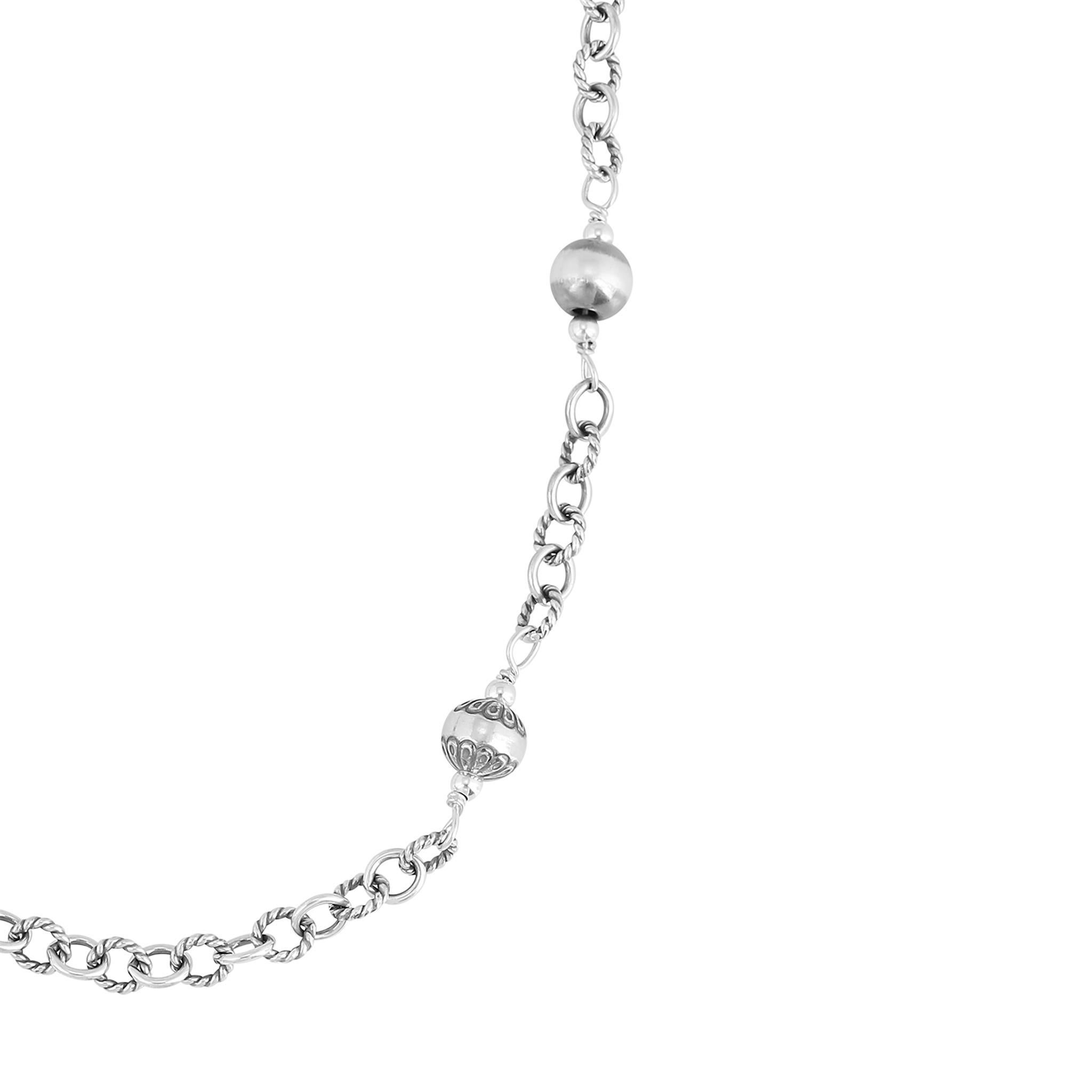 American West Jewelry Collana ovale con perline e texture in argento sterling In condizioni Nuovo in vendita a New York, NY