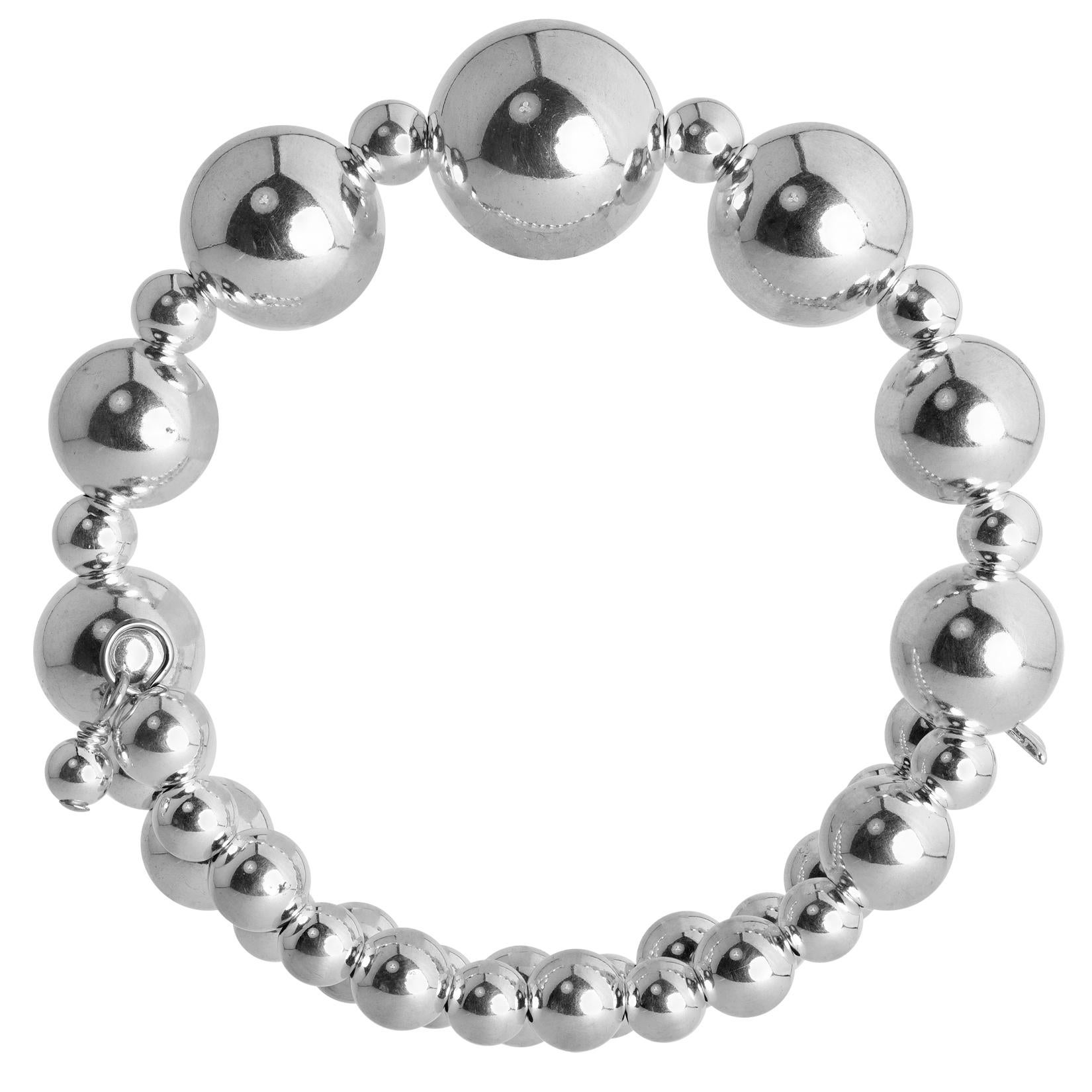 American West Jewelry Sterling Silber Perlen Spule Armband, eine Größe passt am meisten (Indigene Kunst (Nord-/Südamerika)) im Angebot