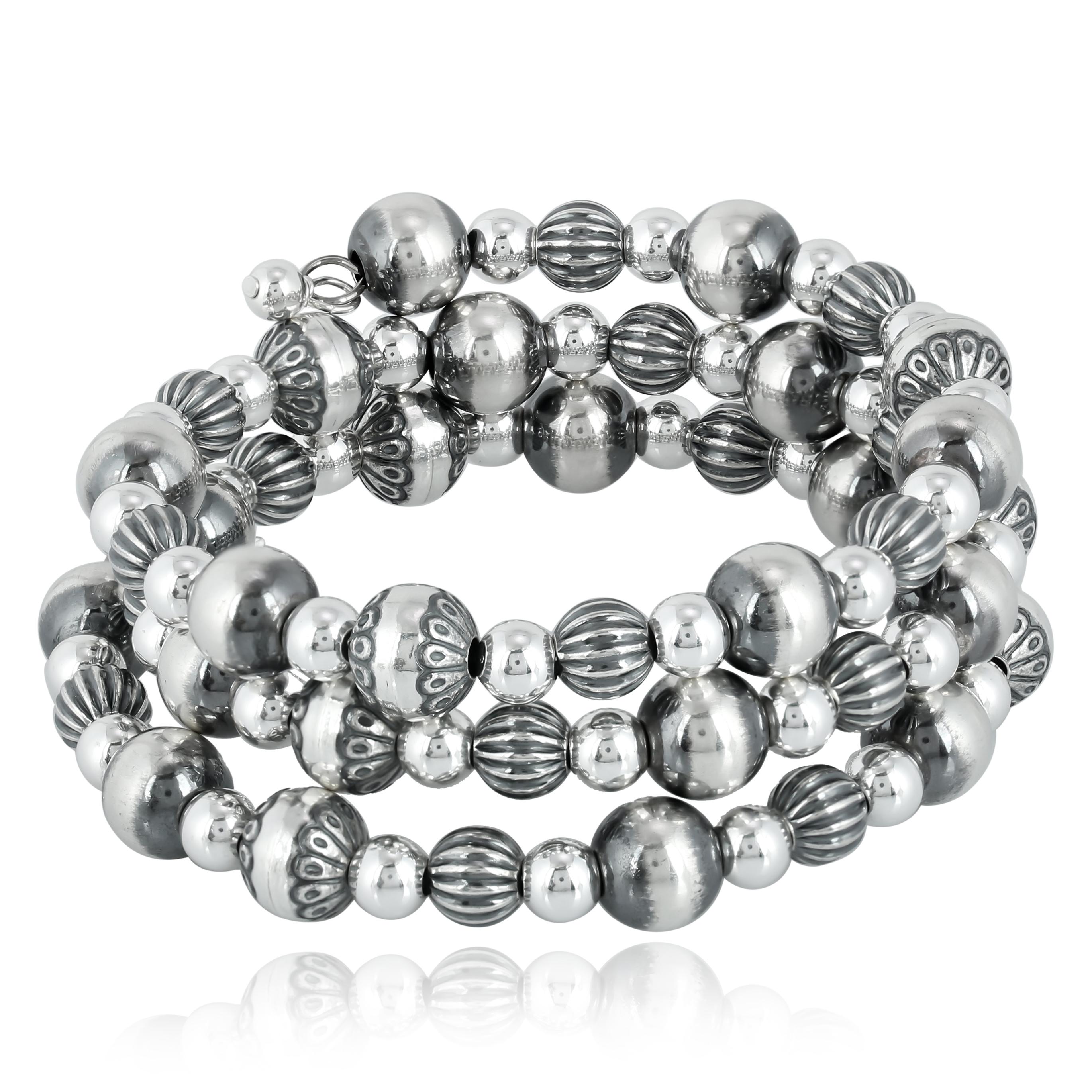 Donna Bracciale a fascia con perline in argento Sterling American West Jewelry in vendita