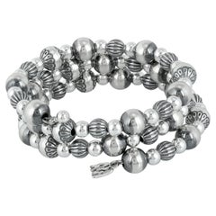 American West Jewelry Sterling Silver Beaded Wrap Bracelet