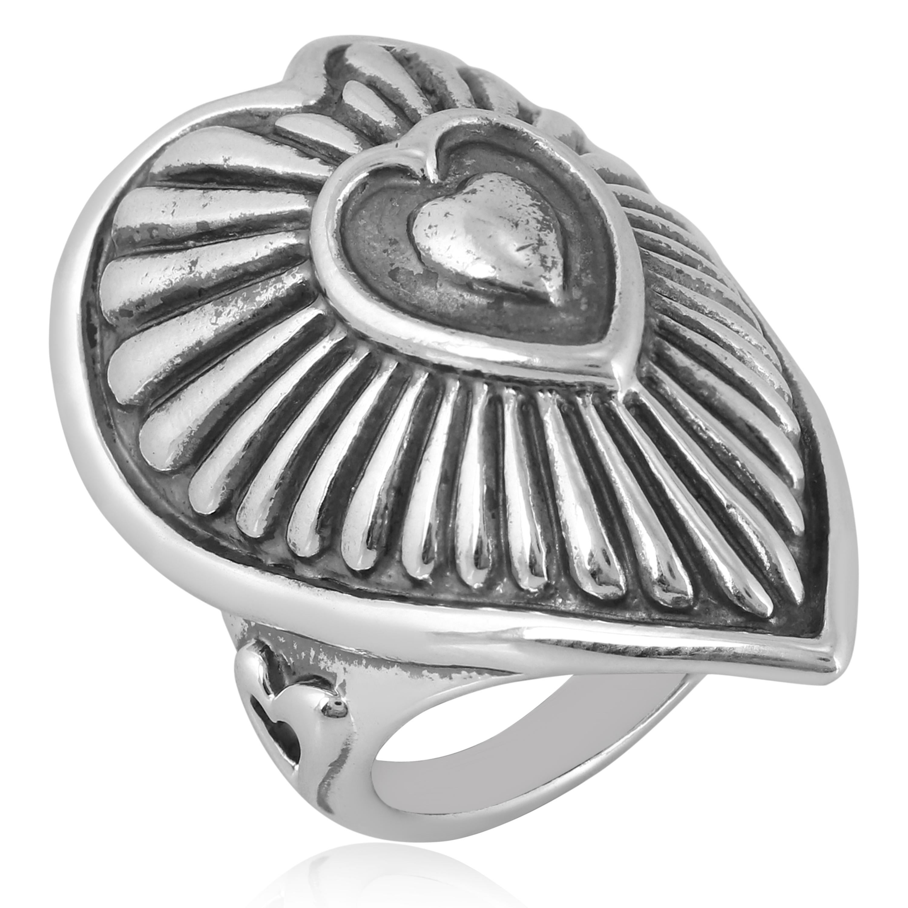 American West Jewelry Sterling Silber Bold Heart Ring, Größen 5 bis 10 im Zustand „Neu“ im Angebot in New York, NY