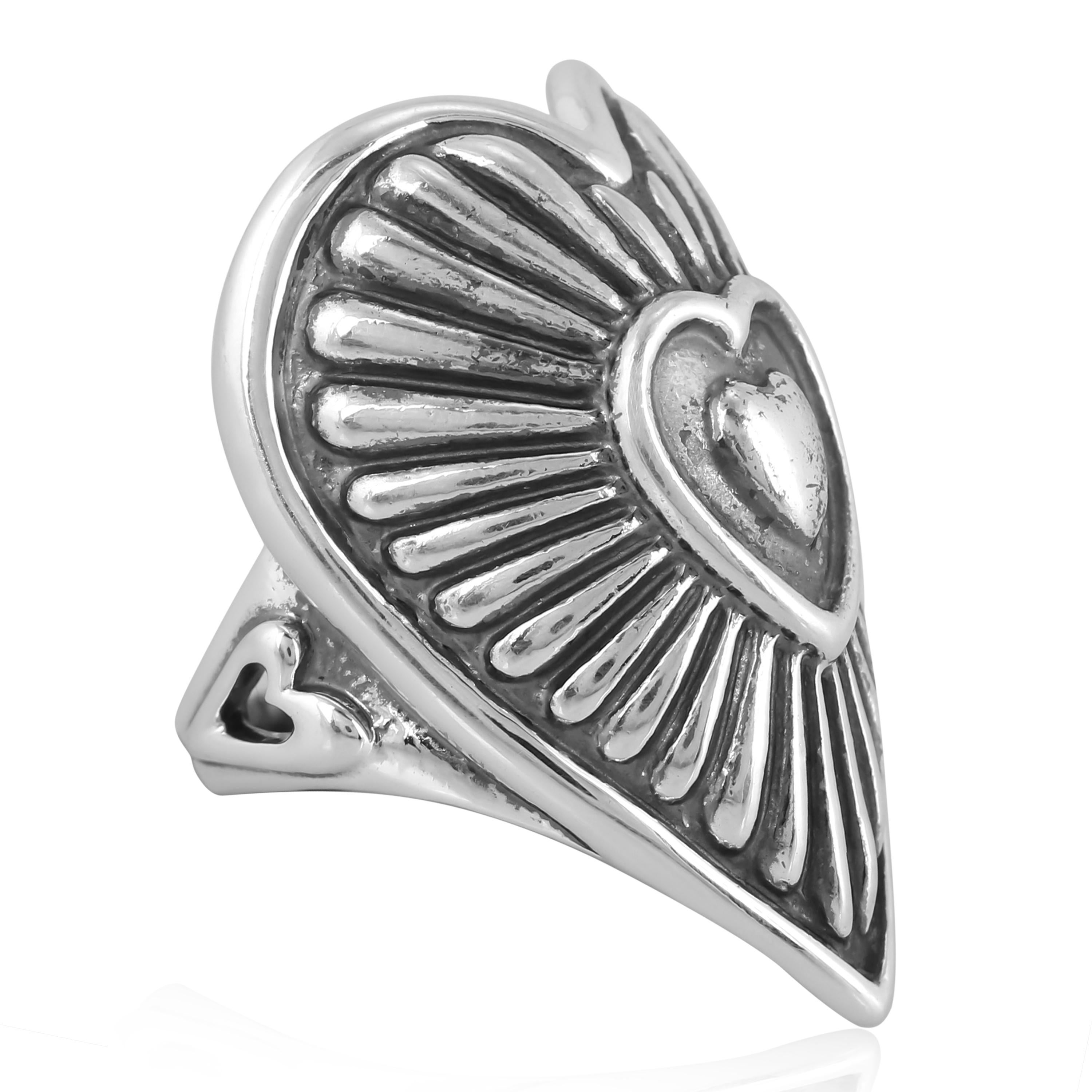 American West Jewelry Sterling Silber Bold Heart Ring, Größen 5 bis 10 Damen im Angebot