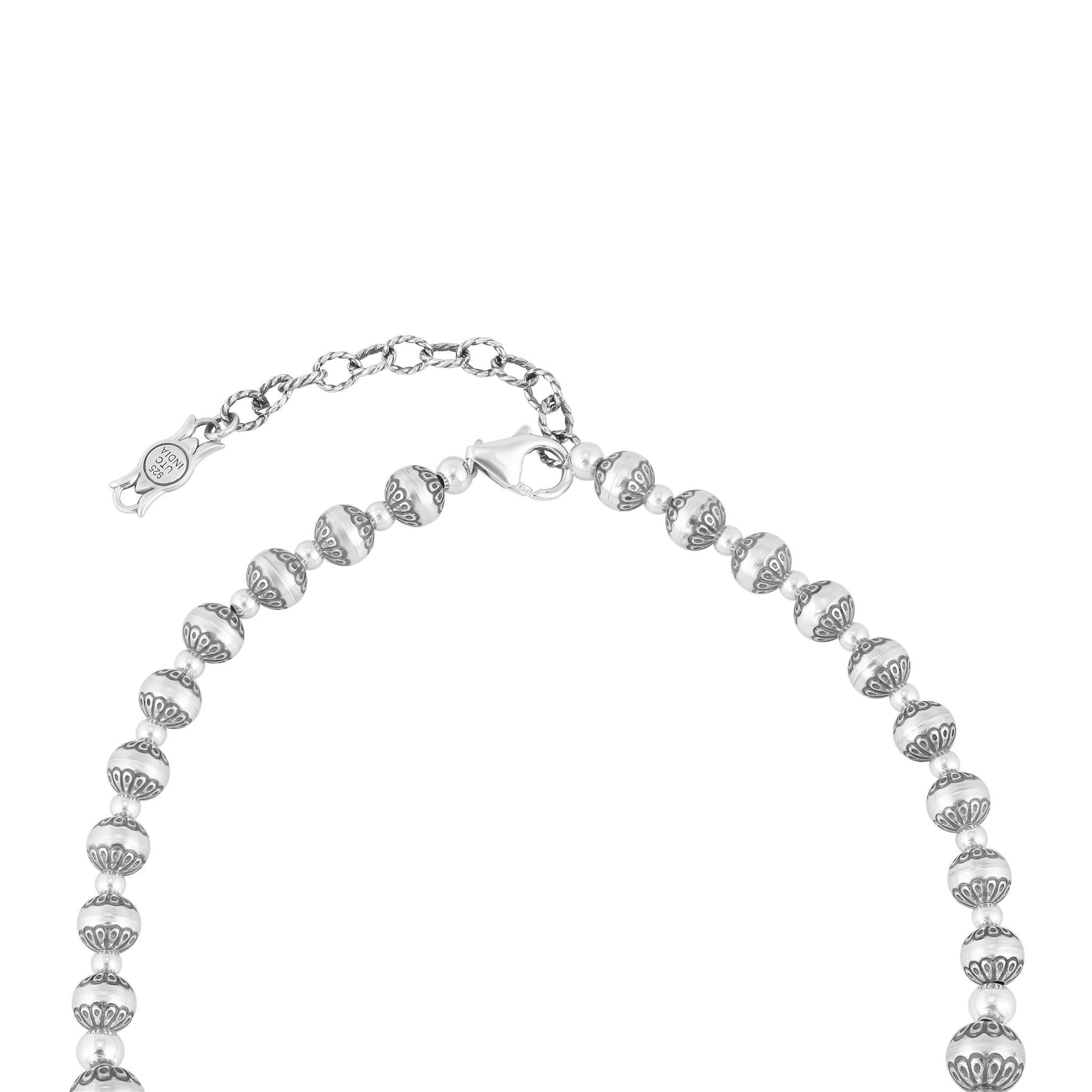 Nativo americano American West Jewelry - Collana di perle native in argento massiccio, 17 pollici in vendita