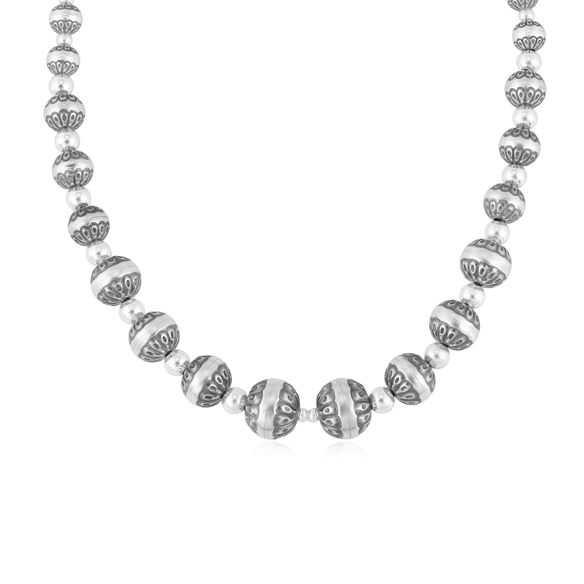 American West Jewelry - Collana di perle native in argento massiccio, 17 pollici In condizioni Nuovo in vendita a New York, NY