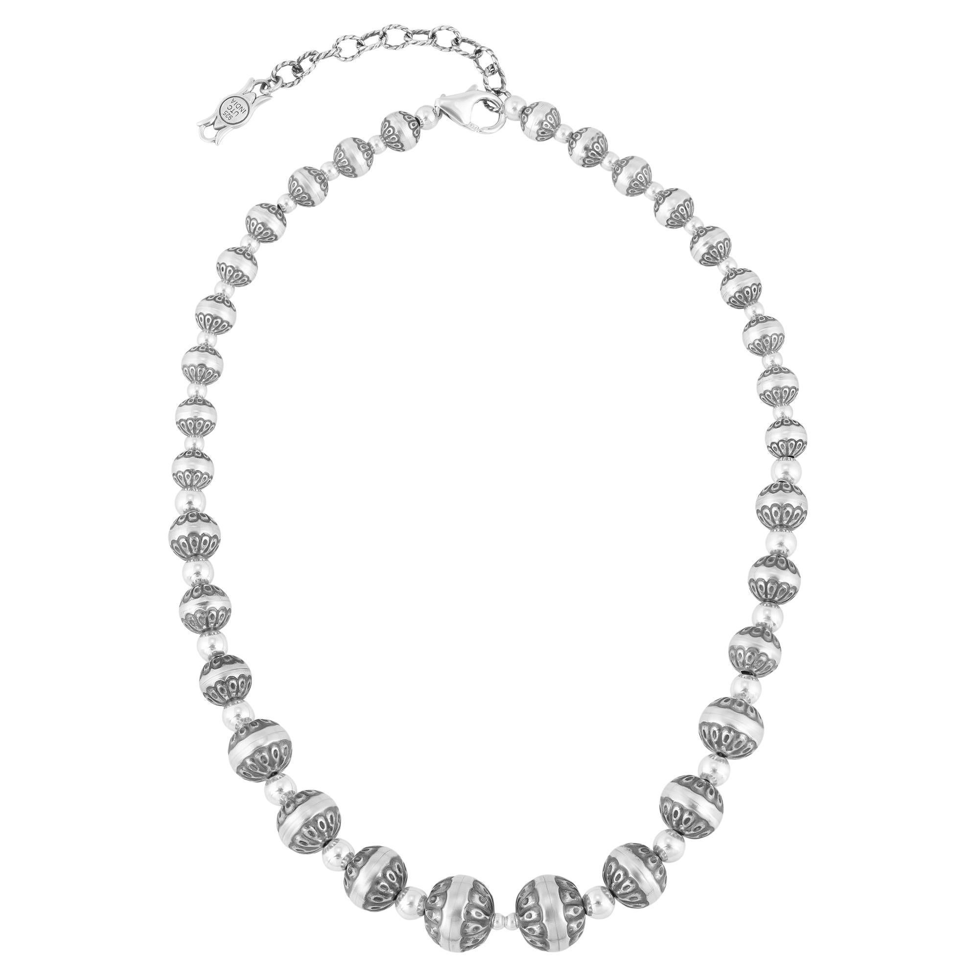 American West Jewelry - Collana di perle native in argento massiccio, 17 pollici