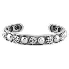 American West Jewelry Sterling Silver Flower Cuff Bracelet, Small to Large