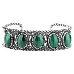 American West Jewelry Bracciale a 5 pietre con malachite verde in argento sterling