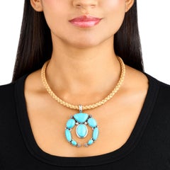 American West Jewelry Sterling Silver Kingman Turquoise Naja Pendant Enhancer