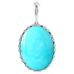 Gioielli dell'Ovest Americano in argento Sterling Kingman Turquoise Oval Pendant Enhancer (Ciondolo ovale)