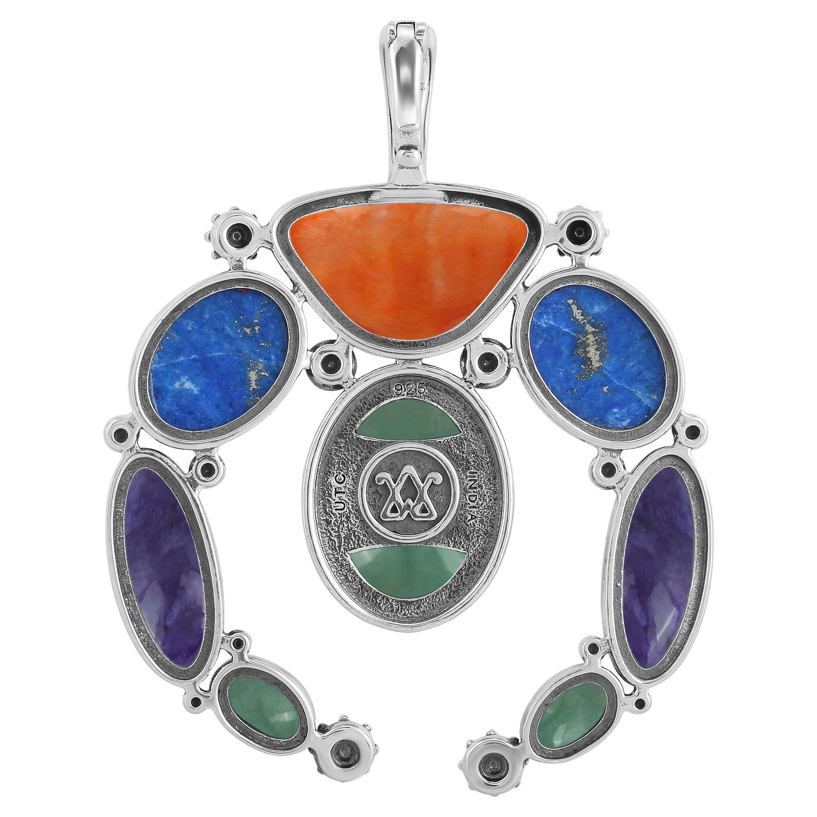 Gioielli dell'Ovest Americano Ciondolo Naja in argento Sterling con pietre preziose multicolori In condizioni Nuovo in vendita a New York, NY