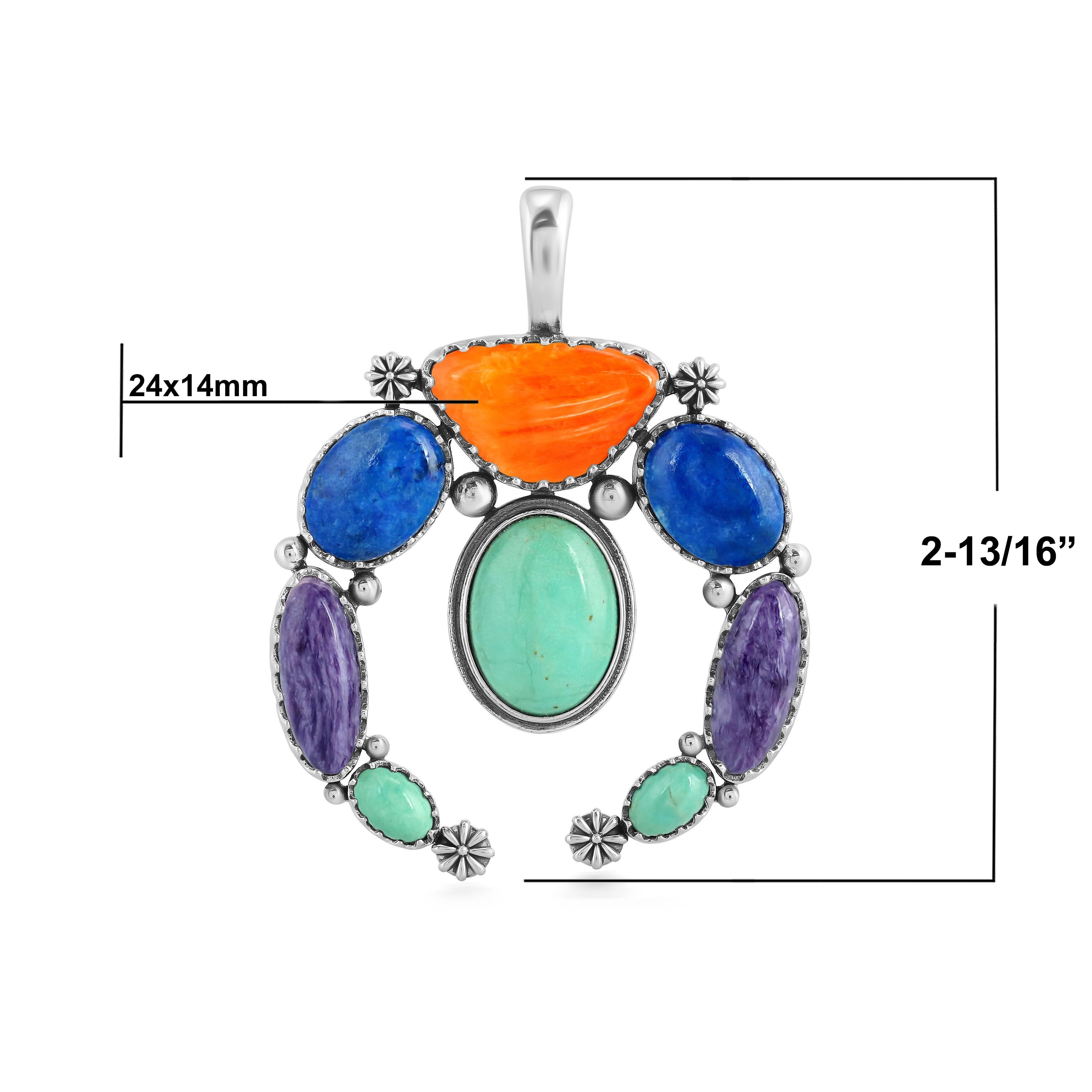 Donna Gioielli dell'Ovest Americano Ciondolo Naja in argento Sterling con pietre preziose multicolori in vendita